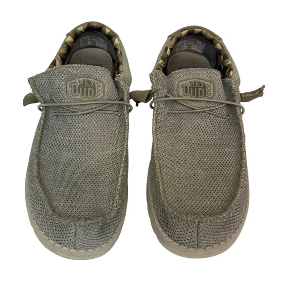 Hey Dude Men's Size 9 Canvas Slip-On Casual Shoes Wally Sox Beige Tan - Picture 1 of 8